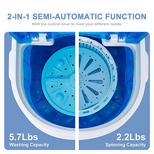 SUPER DEAL Mini Washing Machine Compact Counter Top Washer with Spin Cycle Basket and Drain Hose