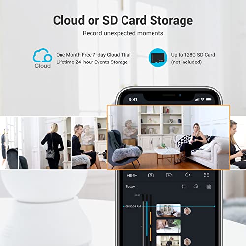 blurams Indoor Security Camera PTZ 1080p, WiFi Dome Camera Pet/Nanny Camera Baby Monitor w/ Two-Way Audio | Sound/Person Detection | IR Night Vision | Cloud&Local Storage | Works with Alexa