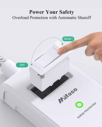 2 Pack Power Strip Surge Protector - 6 Outlets 2 USB Ports 5Ft Long Extension Cords, Flat Plug Overload Protection Outlet Strip, 900 Joules, Wall Mount for Home, Office and Dorm Essential, ETL Listed