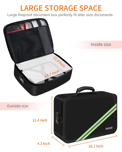 Noiposi File Organizer Bag , Fireproof Document Bag with Lock ,Home Office Safe Document Organizer with Handle , Portable Filing Storage Box Holder for Documents ,File,Passport & Certificate