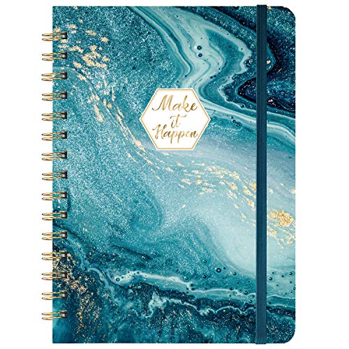 Ruled Notebook/Journal - Lined Journal with Hardcover and Premium Thick Paper, 8.5" x 6.5", College Ruled Spiral Notebook/Journal, Strong Twin-Wire Binding, Back Pocket, Blue Classic Quicksand Pattern
