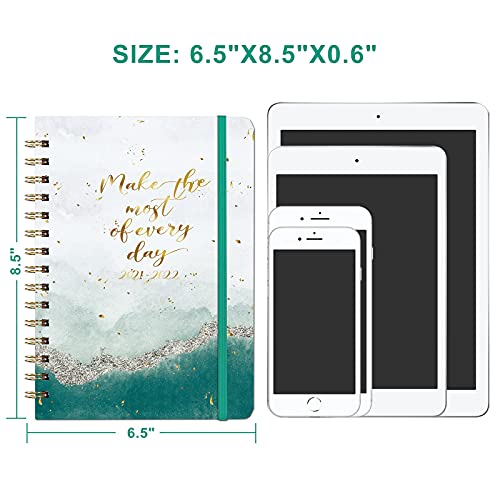 2021 Planner - 2021 Weekly & Monthly Planner Jan - Dec with Tabs, 6.3" x 8.4", Hardcover with Back Pocket + Thick Paper + Banded, Twin-Wire Binding - Gold Foil