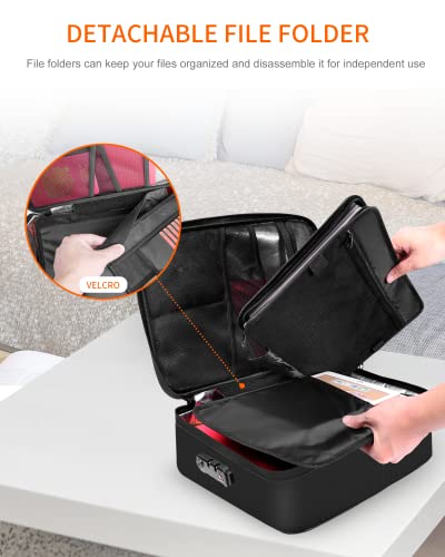 Noiposi File Organizer Bag , Fireproof Document Bag with Lock ,Home Office Safe Document Organizer with Handle , Portable Filing Storage Box Holder for Documents ,File,Passport & Certificate