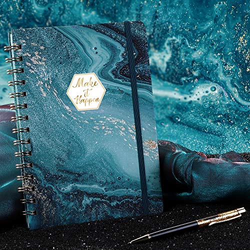 Ruled Notebook/Journal - Lined Journal with Hardcover and Premium Thick Paper, 8.5" x 6.5", College Ruled Spiral Notebook/Journal, Strong Twin-Wire Binding, Back Pocket, Blue Classic Quicksand Pattern