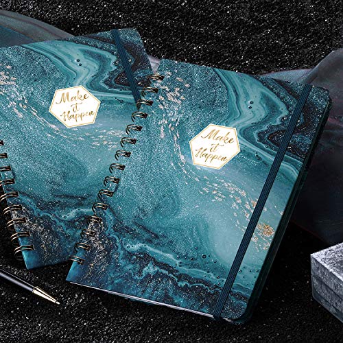 Ruled Notebook/Journal - Lined Journal with Hardcover and Premium Thick Paper, 8.5" x 6.5", College Ruled Spiral Notebook/Journal, Strong Twin-Wire Binding, Back Pocket, Blue Classic Quicksand Pattern