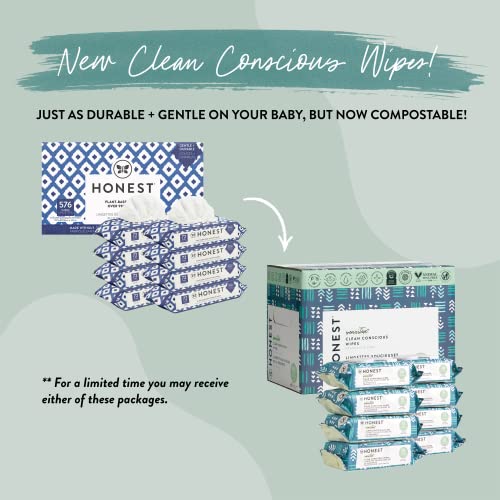 The Honest Company Baby Wipes - 576 Count | Blue Ikat | Over 99 Percent Water | Pure & Gentle | Plant-Based | Fragrance Free | Extra Thick & Durable Wet Wipes