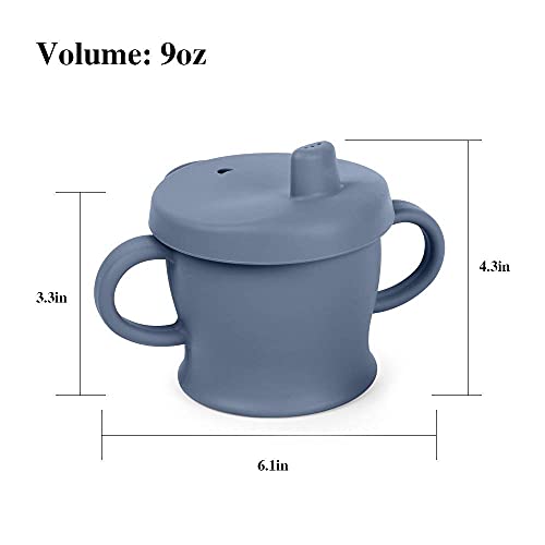 Haakaa Silicone Sip-N-Snack Cup, Toddlers Sippy Cup & Snack Container 2-in-1, BPA Free Food Grade Silicone Cup for Baby 6 Month+, 9 Ounce (Bluestone)