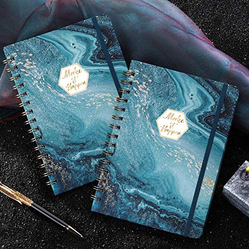 Ruled Notebook/Journal - Lined Journal with Hardcover and Premium Thick Paper, 8.5" x 6.5", College Ruled Spiral Notebook/Journal, Strong Twin-Wire Binding, Back Pocket, Blue Classic Quicksand Pattern