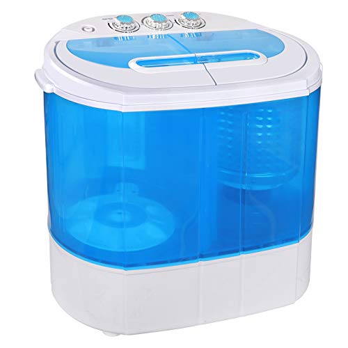 SUPER DEAL Portable Compact Washing Machine, Mini Twin Tub Washing Machine w/Washer&Spinner, Gravity Drain Pump and Drain Hose