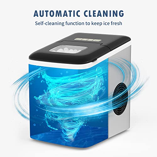 Crownful Ice Maker Machine for Countertop, 9 Ice Cubes Ready in 8-10 Minutes, 26lbs Bullet Ice Cubes in 24H, Electric Ice Maker with Scoop and Basket