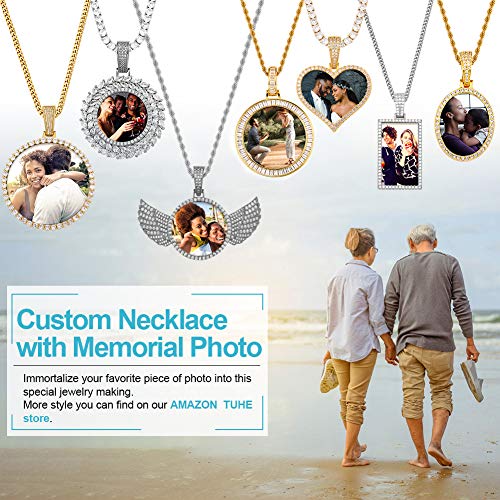 Personalized Photo Pendant Necklaces with Wings Angel Custom Picture Tennis Chain Memorial Golden Silver Rose Gold Jewelry Gift