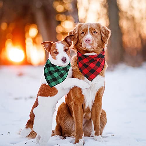 Kytely Dog Bandanas, 2 Pack Plaid Printing Cotton Pet Kerchief, Pet Scarf Birthday Gift Washable Dog Bandana for Small Medium Large Dogs Cats Pets