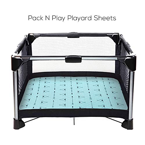 BROLEX Stretchy-Pack-n-Play-Playard-Sheets 2 Pack Portable Mini Crib Sheets,Convertible Playard Mattress Cover for Baby Boys Gilrs,Ultra Soft Jersey Knit,Arrow & Owl