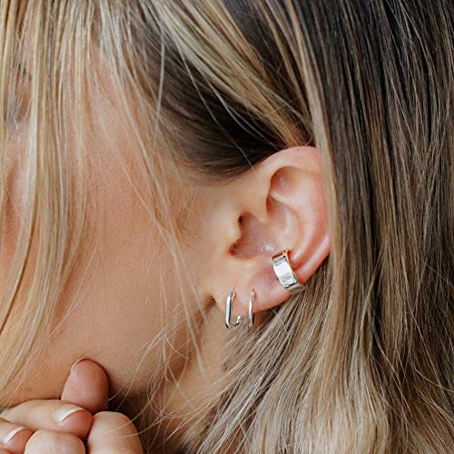 925 Sterling Silver Oval Huggie Hoop Earrings White Gold Plated U-Shaped Huggie Earrings for Women
