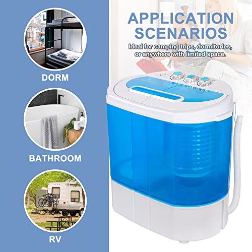 SUPER DEAL Portable Compact Washing Machine, Mini Twin Tub Washing Machine w/Washer&Spinner, Gravity Drain Pump and Drain Hose