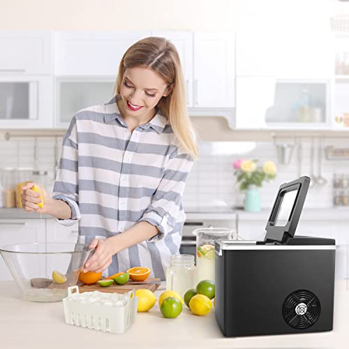 Crownful Ice Maker Countertop Machine, 9 Ice Cubes Ready in 8-10 Minutes, 26lbs Bullet Ice Cubes in 24H, Electric Ice Maker with Scoop and Basket - Black