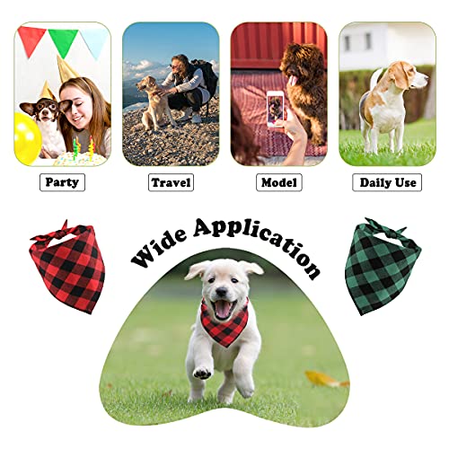 Kytely Dog Bandanas, 2 Pack Plaid Printing Cotton Pet Kerchief, Pet Scarf Birthday Gift Washable Dog Bandana for Small Medium Large Dogs Cats Pets