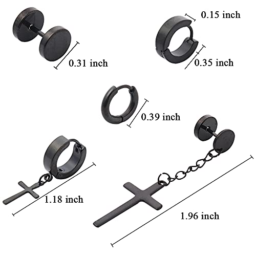 NEWITIN 15 Pairs Stainless Steel Cross Earrings Hinged Earrings Cross Dangle Hoop Cross Earrings for Men and Women