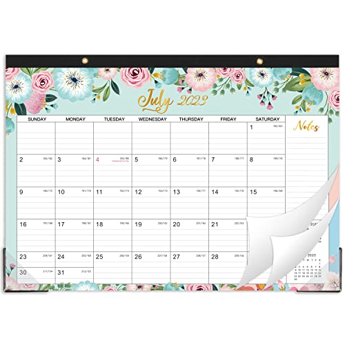 2021-2022 Desk Calendar - 18 Monthly Desk/Wall Calendar 2-in-1,16.8" x 12", July 2021 - December 2022, Thick Paper with Corner Protectors, Large Ruled Blocks - Floral