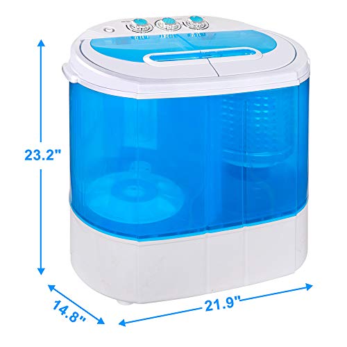 SUPER DEAL Portable Compact Washing Machine, Mini Twin Tub Washing Machine w/Washer&Spinner, Gravity Drain Pump and Drain Hose