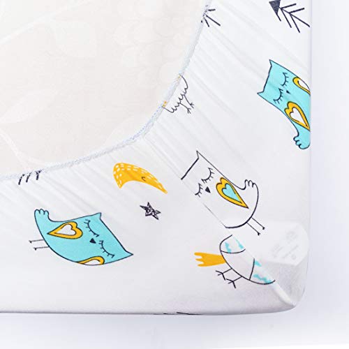 BROLEX Stretchy-Pack-n-Play-Playard-Sheets 2 Pack Portable Mini Crib Sheets,Convertible Playard Mattress Cover for Baby Boys Gilrs,Ultra Soft Jersey Knit,Arrow & Owl
