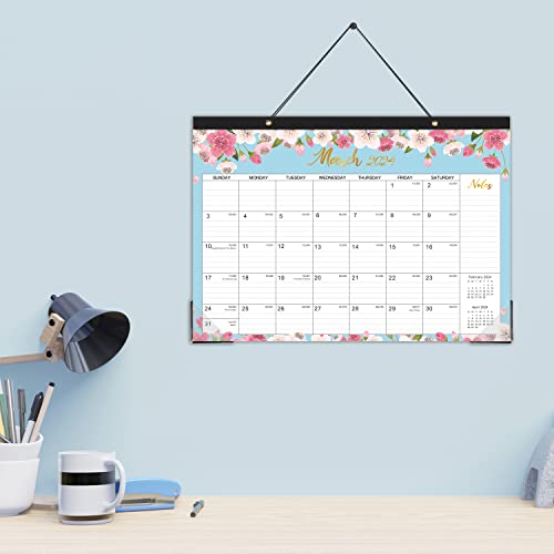 2021-2022 Desk Calendar - 18 Monthly Desk/Wall Calendar 2-in-1,16.8" x 12", July 2021 - December 2022, Thick Paper with Corner Protectors, Large Ruled Blocks - Floral
