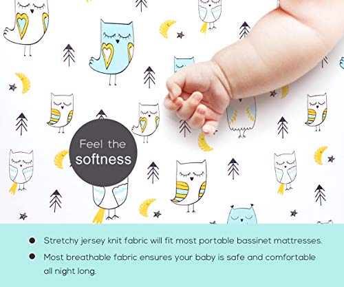 BROLEX Stretchy-Pack-n-Play-Playard-Sheets 2 Pack Portable Mini Crib Sheets,Convertible Playard Mattress Cover for Baby Boys Gilrs,Ultra Soft Jersey Knit,Arrow & Owl