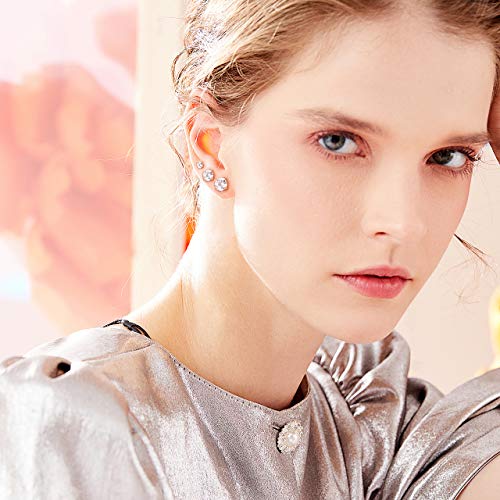 Kainier Women's 5 Pairs 14K Gold Plated CZ Stud Earrings Simulated Diamond Round Cubic Zirconia Hypoallergenic Ear Stud Setï¼5 Pairs)
