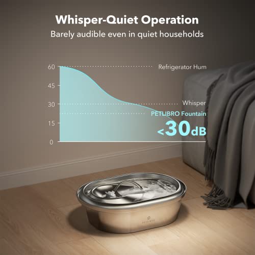 PETLIBRO Cat Water Fountain Stainless Steel, Super Quiet Adjustable Water Flow Pet Water Fountain, Dishwasher Safe 67oz/2L Dog Water Dispenser for Cats&Dogs