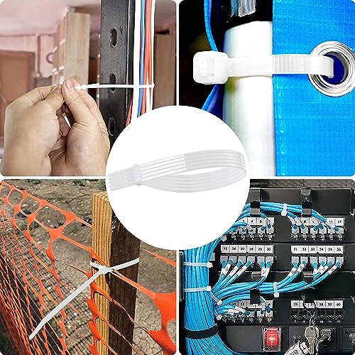 12" Inch Zip Ties White (100 Pack), 40lb Strength, Nylon Cable Wire Ties, By Bolt Dropper.