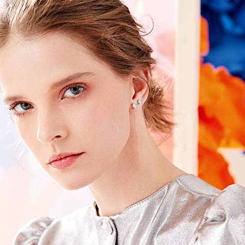Kainier Women's 5 Pairs 14K Gold Plated CZ Stud Earrings Simulated Diamond Round Cubic Zirconia Hypoallergenic Ear Stud Setï¼5 Pairs)