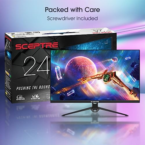 Sceptre IPS 24 Gaming Monitor 165Hz 144Hz Full HD (1920 x 1080) FreeSync Eye Care FPS RTS DisplayPort HDMI Build-in Speakers, Machine Black 2020 (E248B-FPT168)