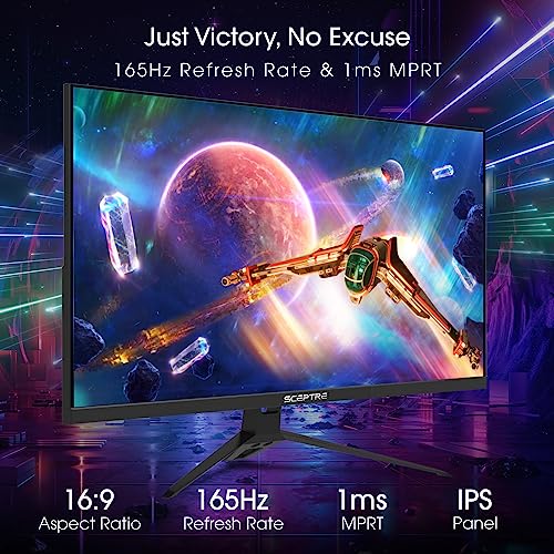 Sceptre IPS 24 Gaming Monitor 165Hz 144Hz Full HD (1920 x 1080) FreeSync Eye Care FPS RTS DisplayPort HDMI Build-in Speakers, Machine Black 2020 (E248B-FPT168)