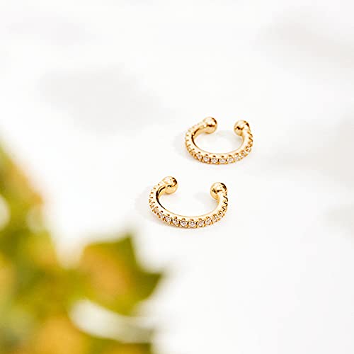 PAVOI 14K Gold Plated 925 Sterling Silver Cubic Zirconia Sparkling Round Huggie Ear Cuff Earrings in Rose Gold, White Gold and Yellow Gold