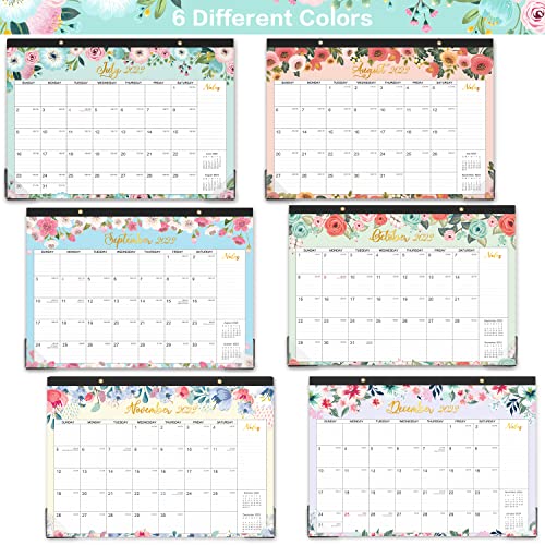 2021-2022 Desk Calendar - 18 Monthly Desk/Wall Calendar 2-in-1,16.8" x 12", July 2021 - December 2022, Thick Paper with Corner Protectors, Large Ruled Blocks - Floral