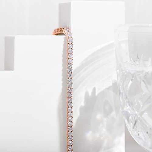 PAVOI 14K Gold Plated Cubic Zirconia Classic Tennis Bracelet | Rose Gold Bracelets for Women | 6.5 Inches