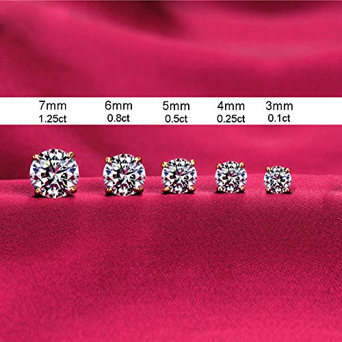 Kainier Women's 5 Pairs 14K Gold Plated CZ Stud Earrings Simulated Diamond Round Cubic Zirconia Hypoallergenic Ear Stud Setï¼5 Pairs)