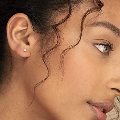 Kainier Women's 5 Pairs 14K Gold Plated CZ Stud Earrings Simulated Diamond Round Cubic Zirconia Hypoallergenic Ear Stud Setï¼5 Pairs)