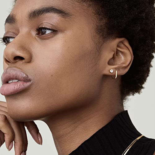 Kainier Women's 5 Pairs 14K Gold Plated CZ Stud Earrings Simulated Diamond Round Cubic Zirconia Hypoallergenic Ear Stud Setï¼5 Pairs)