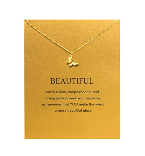 Baydurcan Butterfly Necklace with Message Card Gift Card (Gold Butterfly)
