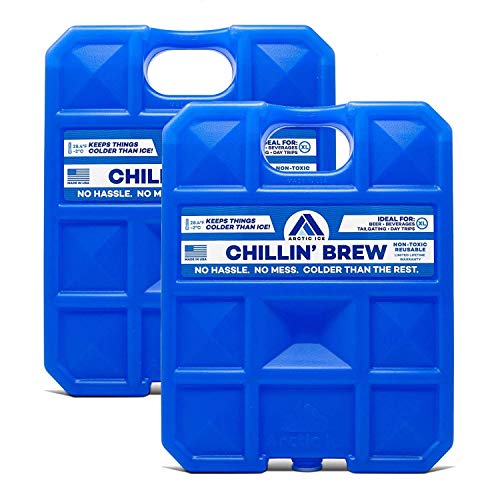 Arctic Ice Chillin' Brew Series Long Lasting High Performance Ice Pack for Beer, Beverages, Tailgating, Day Trips and More - Freezes at 28 Degrees (2-Pack) (Small .75 LB)