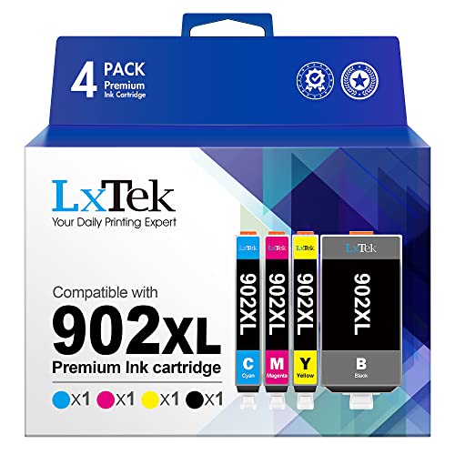 LxTek Compatible Ink Cartridge Replacement for HP 902XL 902 XL Ink Cartridge to use with Officejet 6978 6968 6962 6958 Printer (4 Pack)