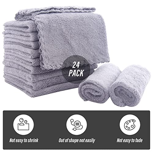 Baby Washcloths 12 Pack 12x12 Inches- Microfiber Coral Fleece Extra Absorbent and Soft for Newborns, Infants and Toddlers - Sensitive Skin and Newborn - Ideal Baby Shower Gift