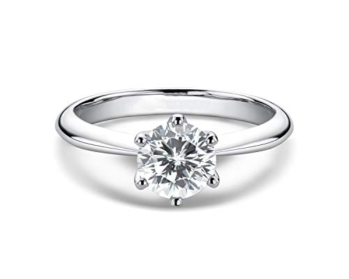 Promise Rings for Her, WOAINI Moissanite Engagement Ring for Women 1 Carat Round Cut Sterling Silver Wedding Band Ring Brilliant Solitaire Infinty for Anniversary Valentine's Day (4)