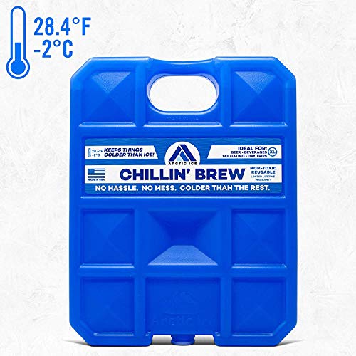 Arctic Ice Chillin' Brew Series Long Lasting High Performance Ice Pack for Beer, Beverages, Tailgating, Day Trips and More - Freezes at 28 Degrees (2-Pack) (Small .75 LB)