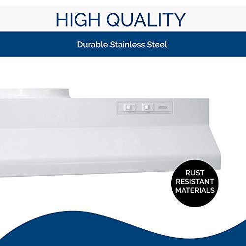 Broan-NuTone 423001 30" White Ducted Convertible Range Hood Insert with Light, Exhaust Fan for Under Cabinet, Inch