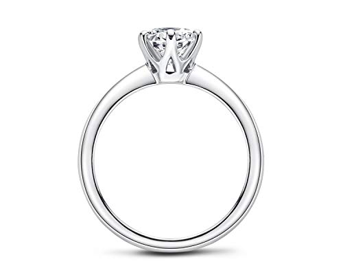 Promise Rings for Her, WOAINI Moissanite Engagement Ring for Women 1 Carat Round Cut Sterling Silver Wedding Band Ring Brilliant Solitaire Infinty for Anniversary Valentine's Day (4)
