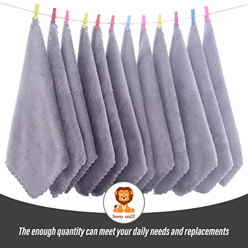Baby Washcloths 12 Pack 12x12 Inches- Microfiber Coral Fleece Extra Absorbent and Soft for Newborns, Infants and Toddlers - Sensitive Skin and Newborn - Ideal Baby Shower Gift