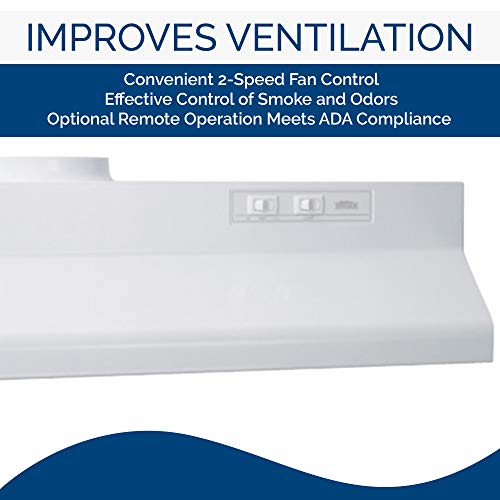 Broan-NuTone 423001 30" White Ducted Convertible Range Hood Insert with Light, Exhaust Fan for Under Cabinet, Inch