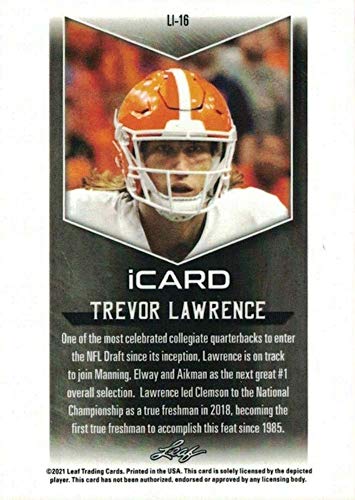 Trevor Lawrence 2021 Leaf iCard XRC Short Printed Mint Rookie Year Card #LI-16